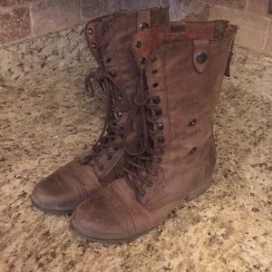 Steve Madden Combat Boots with Red Zipper